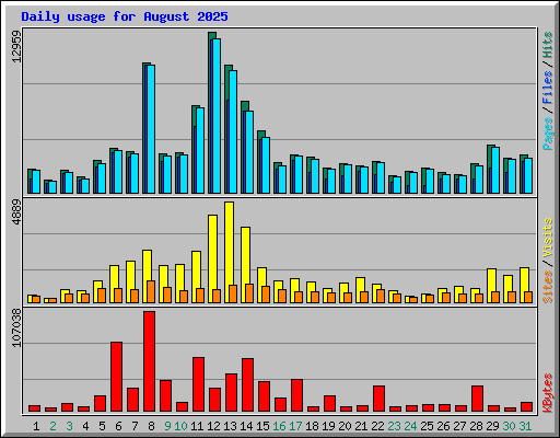 Daily usage for August 2025